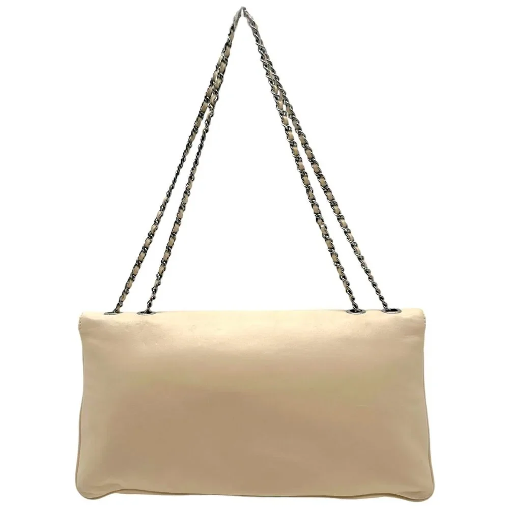 Chanel Ivory Lambskin Leather Turnlock Shoulder Bag 2003-04